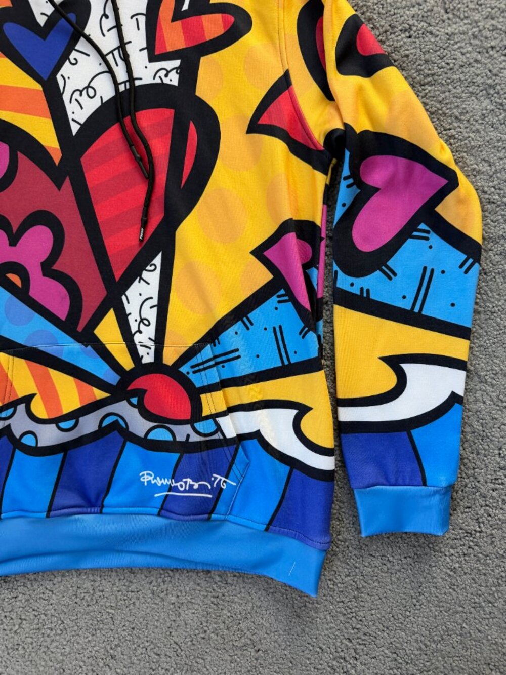 Fresh Hoods x Romero Britto New Day Pop Art Graphic Fleece Hoodie Multicolor - Picture 2 of 13